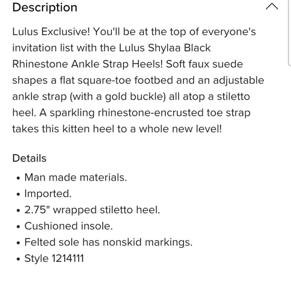 Lulus Shylaa Black Rhinestone Ankle Strap Heels Size 9 NWT - Picture 9 of 9